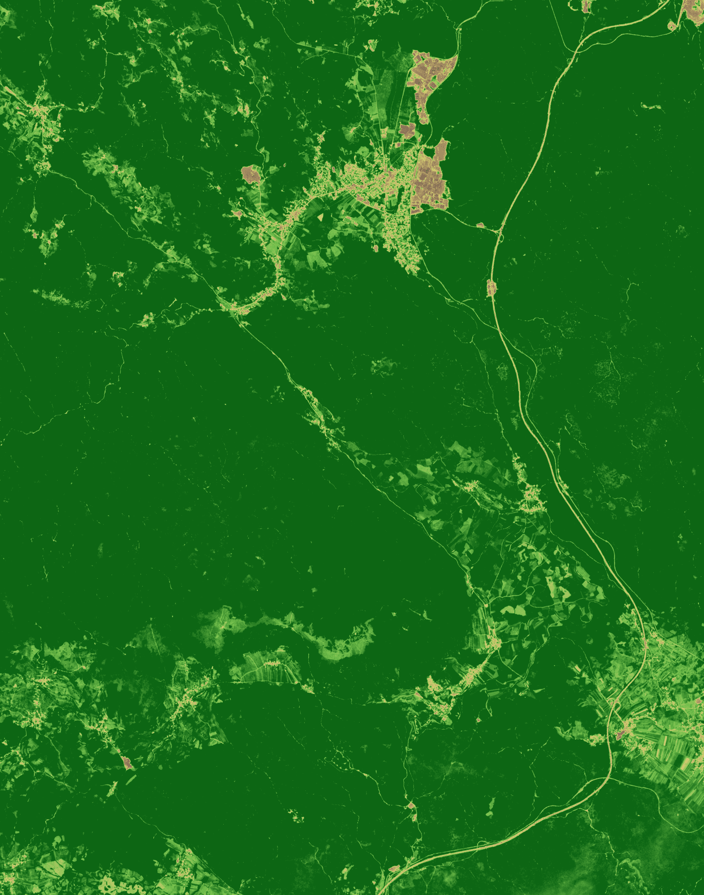 NDVI prikaz, 2024-08-12